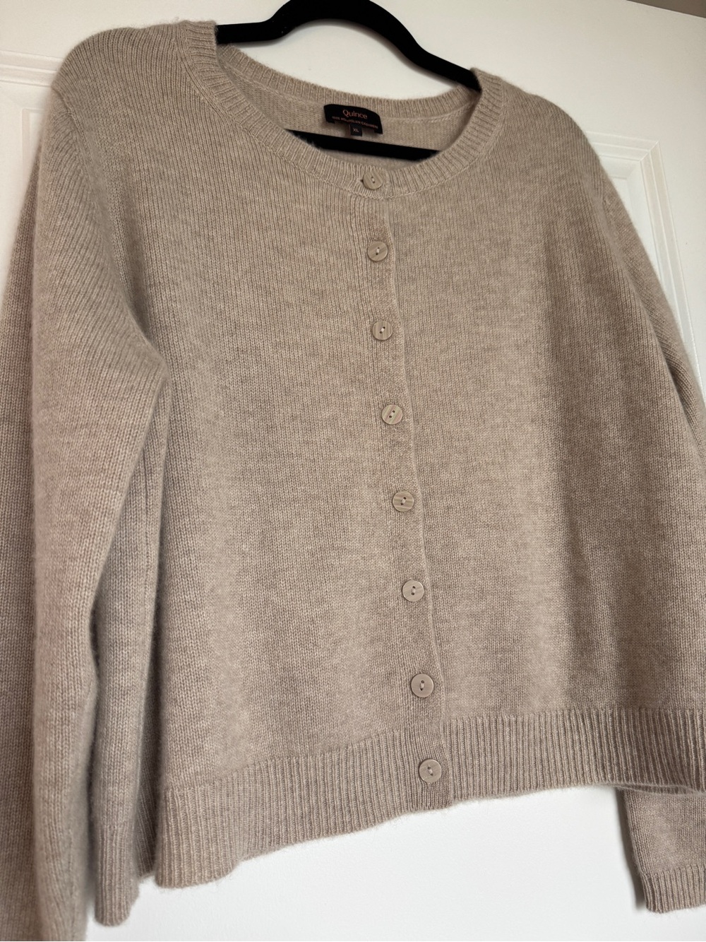 QUINCE 100% Mongolian Cashmere Cropped Crew Cardigan Sweater Undyed XL - Picture 4 of 14